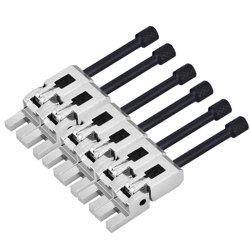 Dilwe 6Pcs Electric Guitar Tremolo Bridge Saddles, Tremolo Bridge Saddles for Electric Guitar Silver + Black