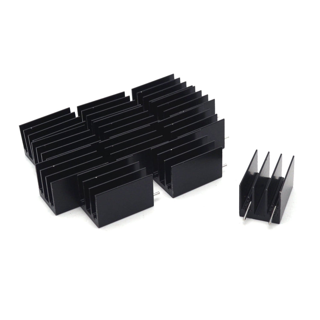 Antrader Transistor Heat Sink 25 x 16.5 x 16mm Aluminum Heat Sink Black for TO-220 Mosfet Transistors 12 Pcs