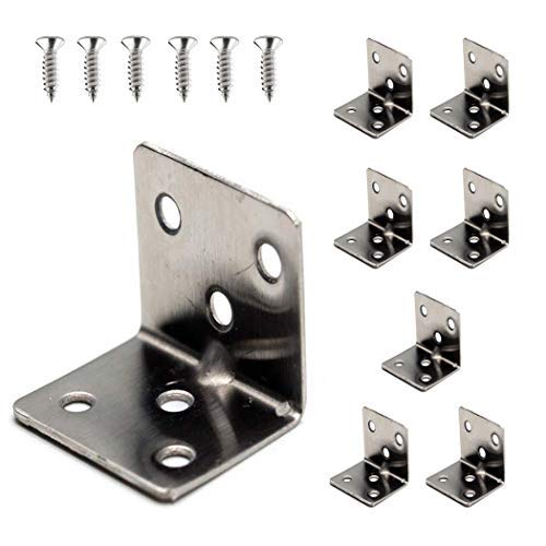 LC LICTOP Stainless Steel Shelf Support Corner Brace for Wood Mounting Heavy Duty Angle Code Right Angle,38mmx30mmx1.5mm(Thick)(8 Pcs) 6 HOLE (38x30mm)