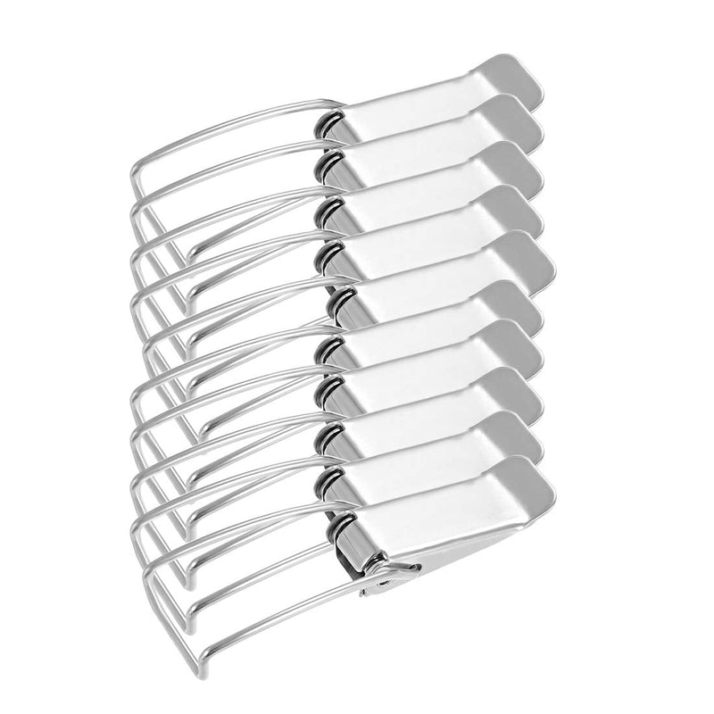 uxcell Stainless Steel 201 Spring Loaded Draw Toggle Latch Catches Hasp, Pack of 10 (86mm / 3.39" Length)