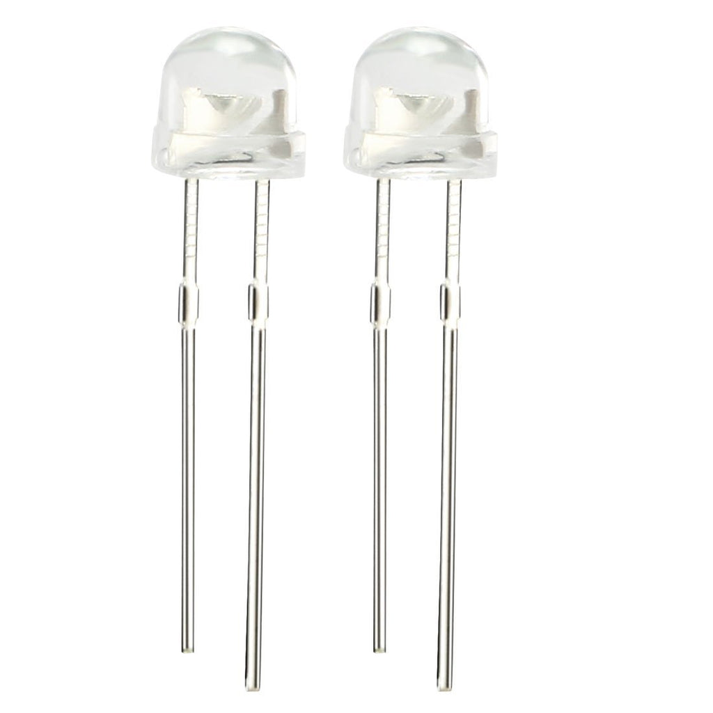 uxcell 50pcs 5mm Dia White LED Diode Lights Clear Straw Hat Transparent 3-3.4V 20mA Super Bright Lighting Bulb Lamp Electronic Component Light Emitting Diode