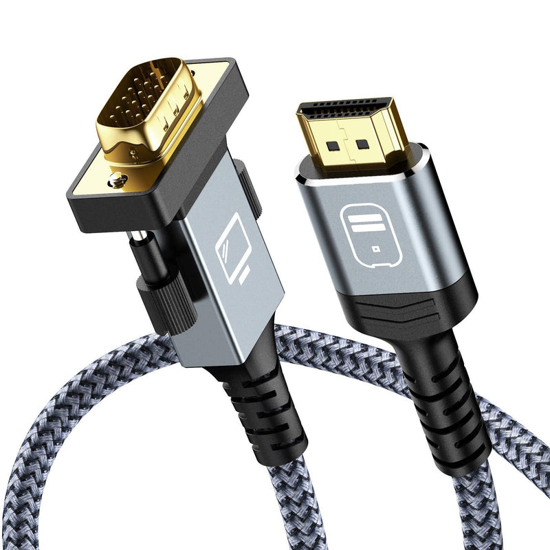 HDMI to VGA,Capshi Unidirection Nylon Braid Gold-Plated HDMI to VGA 6 Feet Cable Compatible with Computer,PS3,PC, Monitor, Projector(NOT Compatible with MacBook or PS4) Grey