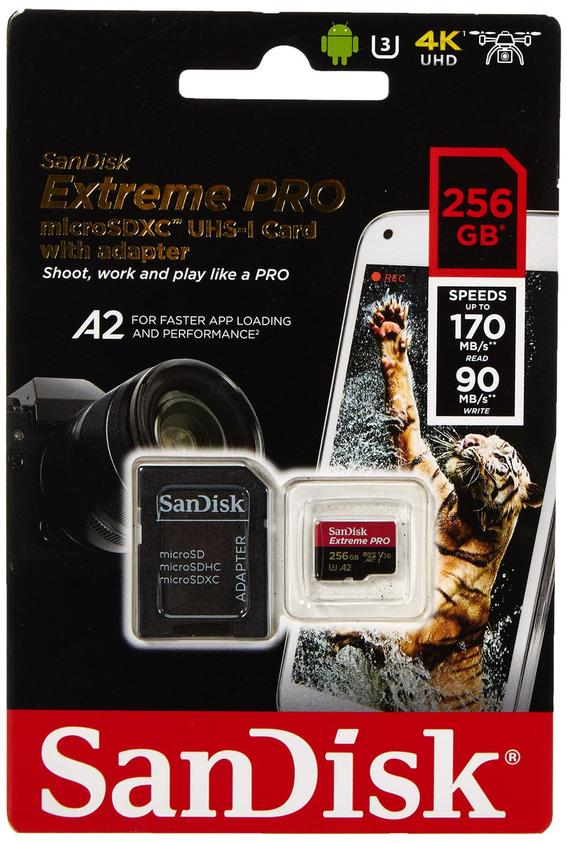 SanDisk Extreme Pro Micro SDXC UHS-I U3 A2 V30 Memory Card (256GB) 256GB