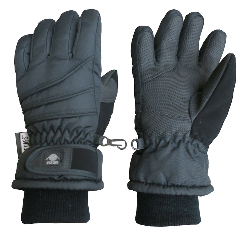 N'Ice Caps Kids Thinsulate Waterproof Bulky Winter Snow Ski Glove With Ridges Black 1 3-4 Years