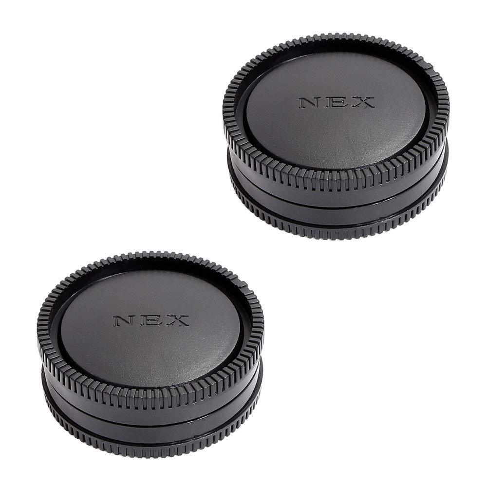 2 Pack Camera Body Cap & Rear Lens Cap for Sony E Mount for A6000 A6300 A6500 A5100 A5000 A9 A7 III A7R III A7S II NEX-7 NEX-6 and Other E Mount Mirrorless Camera and Lenses