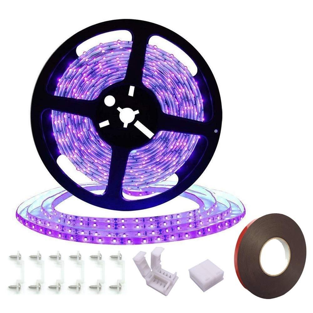 [AUSTRALIA] - Black Light Strip, Purple led Strip Light 16.4Ft/5M 24W 300 Units Lamp Beads, IP65 Waterproof Strip Light for Fluorescent Dance Party, Body Paint, Night Fishing, with 12V 2A Power Supply(Not Include) 