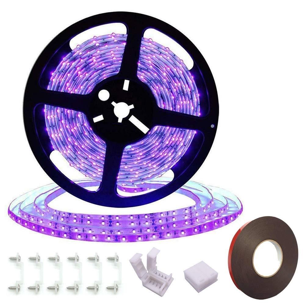 [AUSTRALIA] - Black Light Strip, Purple LED Strip 300 LEDs 16.4Ft/5M 3528 Flexible Non-Waterproof Backlights Purple Light, for Indoor Party, Body Paint, Wedding, Work with DC12V Power Supply(Not Included) 
