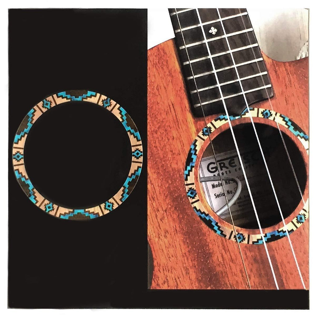 Inlay Sticker Decal for Concert Ukuleles - Soundhole Rosette/Purfling - Native American Pattern - Natural