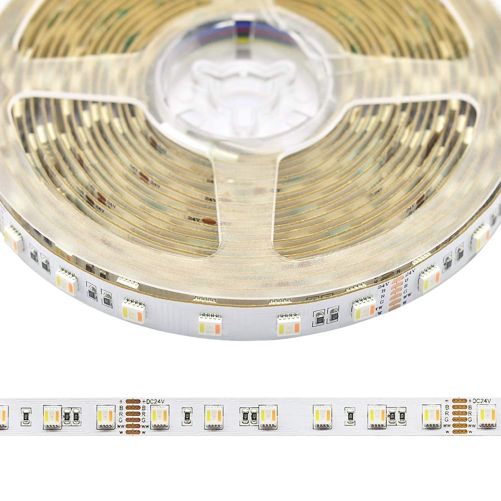 [AUSTRALIA] - 24VDC RGB+CCT 5 Chips in 1 Super Bright LEDs Flexible LED Strip Lights, High CRI 85 Color Changing+Tunable White Non-Waterproof 5050 RGBWW LED Tape Lights, 300LEDs 16.4feet Roll for Home Lighting 