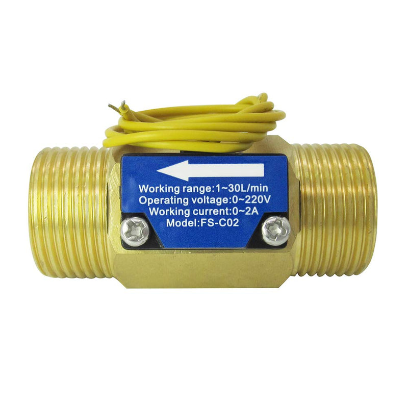 DIGITEN FS-C02 G3/4" BSP Male Thread Water Flow Switch 0-2A/ 0-220V(AC or DC) for Shower Flow Water Heater