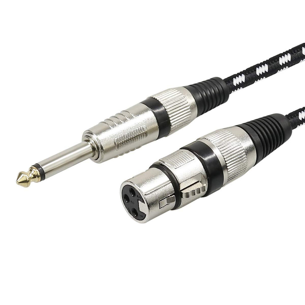 Microphone Cable XLR Female to 1/4" TS Cables,Furui Nylon Braided 6.35mm (1/4 Inch) TS to XLR Cable (XLR Female to TS Male Unbalanced Cable) Gold-Plated Connectors - 6 Feet (2m) 6FT(2M)