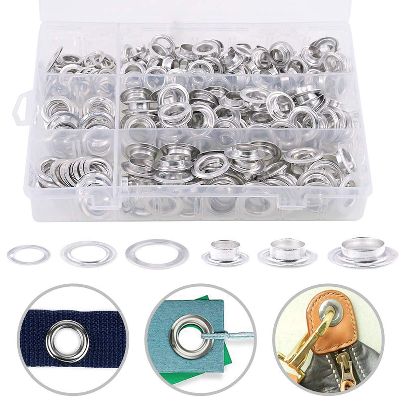 Hilitchi 230 Sets 2/5” 1/2” 14/25” Aluminum Heavy Duty Grommets Eyelets with Washers for Curtain Leather Canvas Belts and DIY with Storage Box