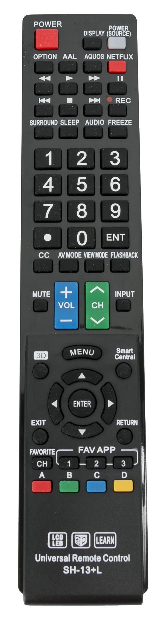 New SH-13+L Universal Remote Control for Almost All Sharp Brand LCD LED HD Smart TV GB004WJSA GB005WJSA GA890WJSA GB118WJSA GJ221-C GJ221