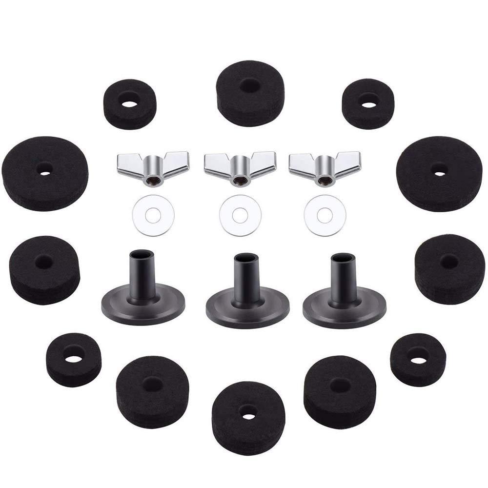 18 Pcs Cymbal Replacement Accessories Cymbal Felts Hi-Hat Clutch Felt Hi Hat Cup Felt Cymbal Sleeves with Cymbal Washer and Base Wing Nuts Replacement