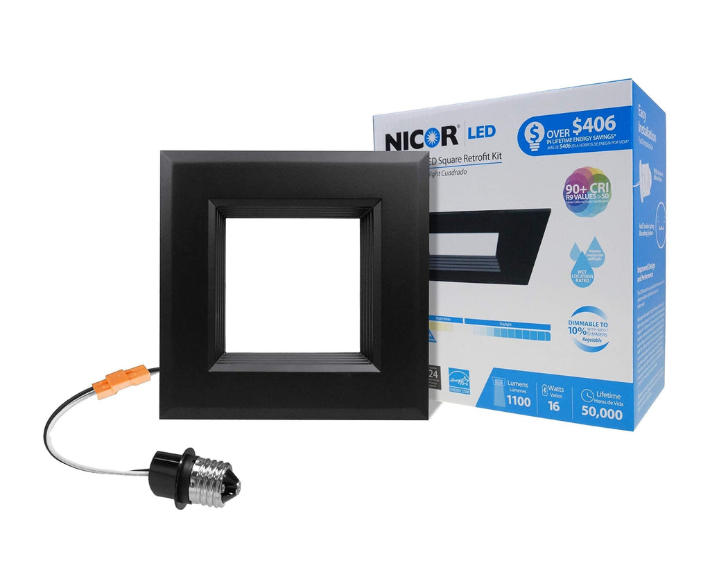 NICOR Lighting DQR6-10-120-3K-BK-BF LED Downlights, Black 3000K Color Temperature