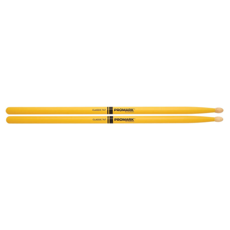 Promark American Hickory Classic 747 Drumsticks, Acorn Tip, Yellow - Single Pair