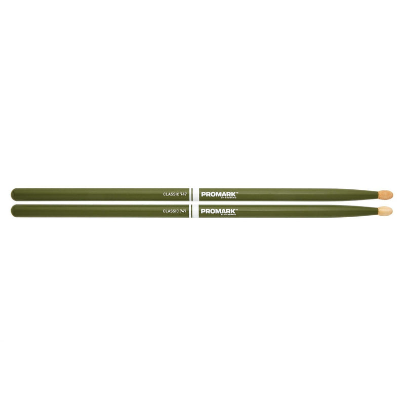 Promark American Hickory Classic 747 Drumsticks, Acorn Tip, Green - Single Pair