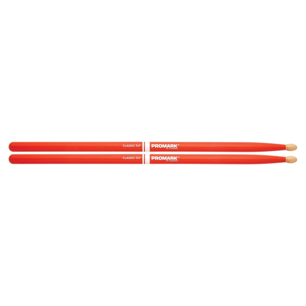 Promark American Hickory Classic 747 Drumsticks, Acorn Tip, Orange - Single Pair