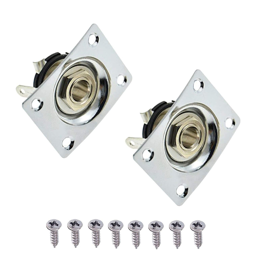 1/4"Square Jack Output Plate Socket for Electric Guitar(Pack of 2) (Chrome) Chome