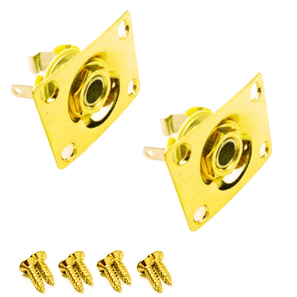 1/4''Square Jack Output Plate Socket for Electric Guitar(Pack of 2) (Gold) Gold