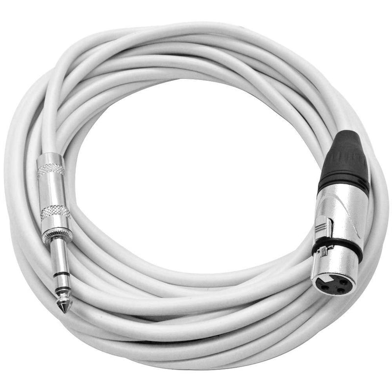 [AUSTRALIA] - Seismic Audio - SATRXL-F25White - 25 Foot White XLR Female to 1/4 Inch TRS Patch Cables- 25' Professional Audio Balanced XLR-F to 1/4" Patch Cord 