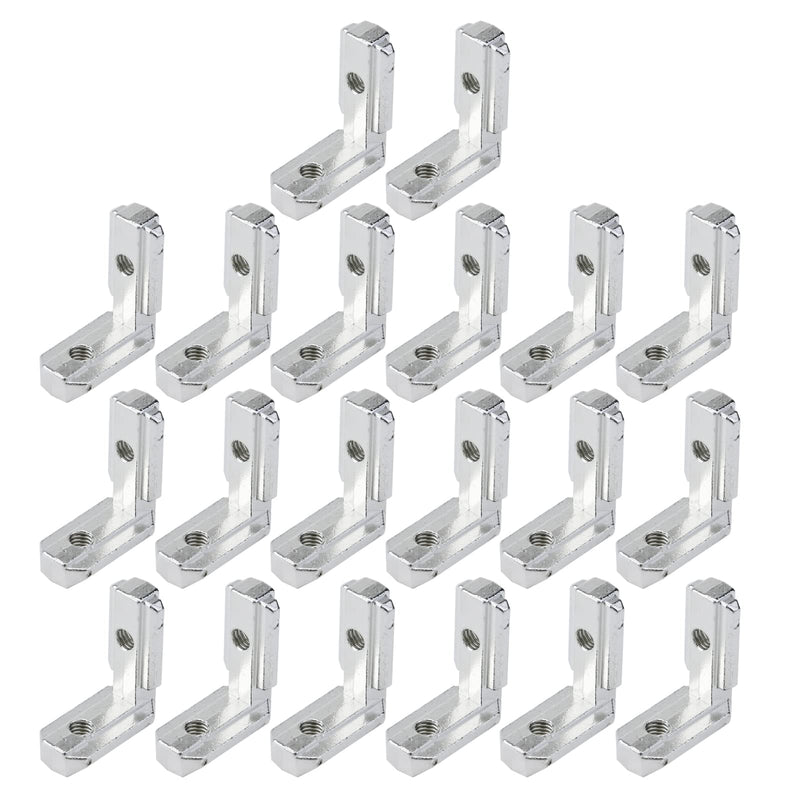 Antrader 20pcs T Slot L-Shape 3030 Aluminum Profile Interior Corner Connector Joint Bracket for 3030 Alu-Profile 3D Printer with Screws 3030 Silver