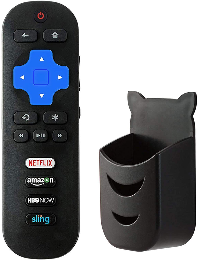 Replacement Remote Control Compatible with Hitachi Roku TV 55R7 43R80 49R80 50R8 55R80 65R80 65R8 60R70 X490077 with Remote Holder (Black)