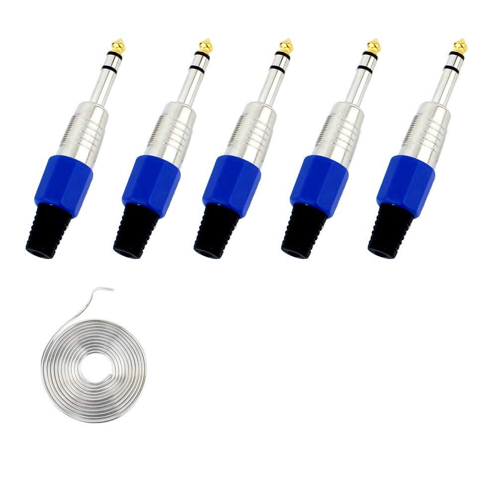 [AUSTRALIA] - 1/4" Audio Plugs 6.35 mm Plug TRS Male 1/4 inch Solder Type Stereo Plug Light Straight Design Connector for DJ Mixer Speaker Guitar Cables Phono Patch Cable Microphone Cables Durable ABS Material (5P) GB062011TRS 