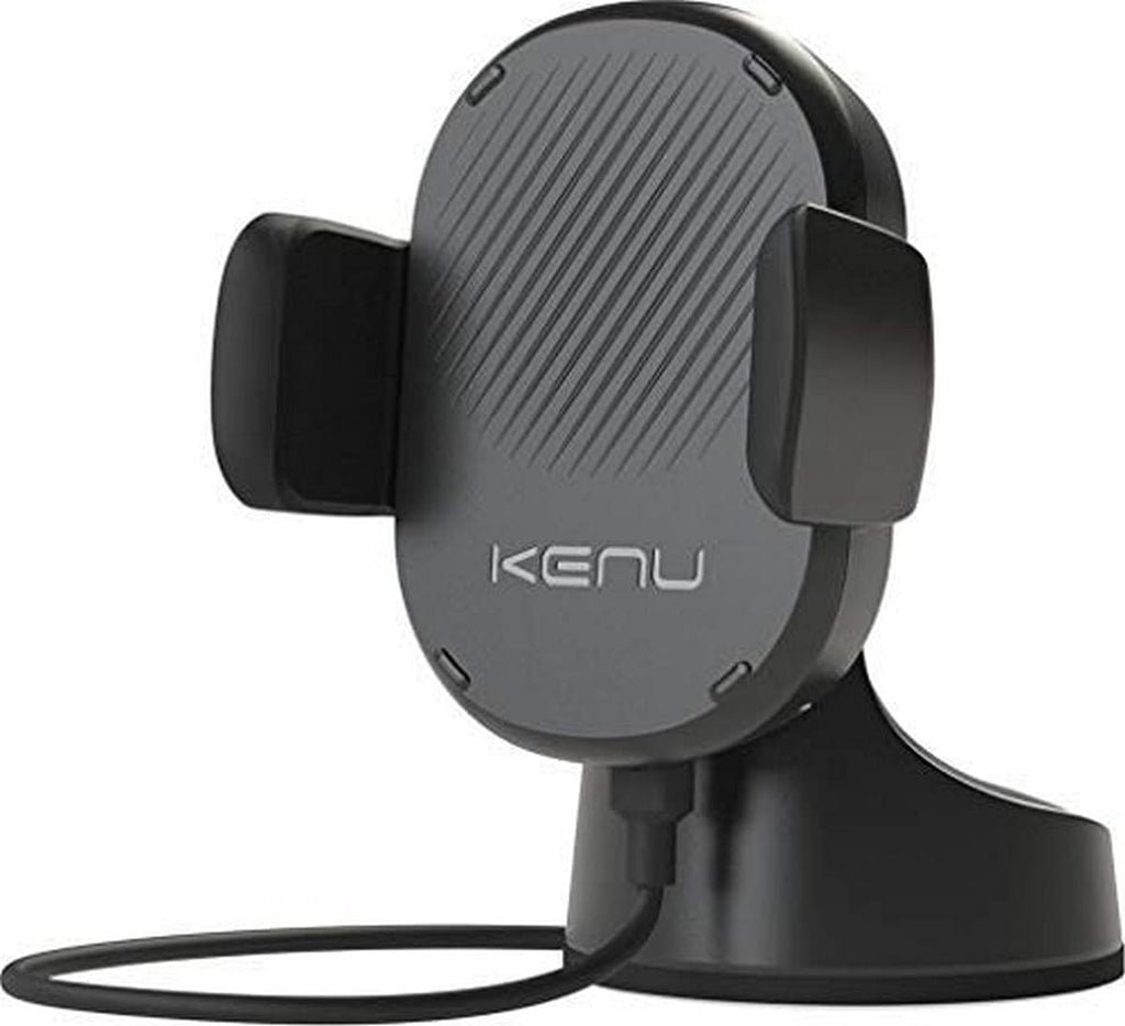 Kenu Airbase Car Phone Mount Wireless Charger - Windshield, Dashboard, Desk Phone Holder - Suction Cup and 360 Degree Pivot, Qi Fast-Charging - Use with Latest iPhones, Samsung and Androids Suction Mount