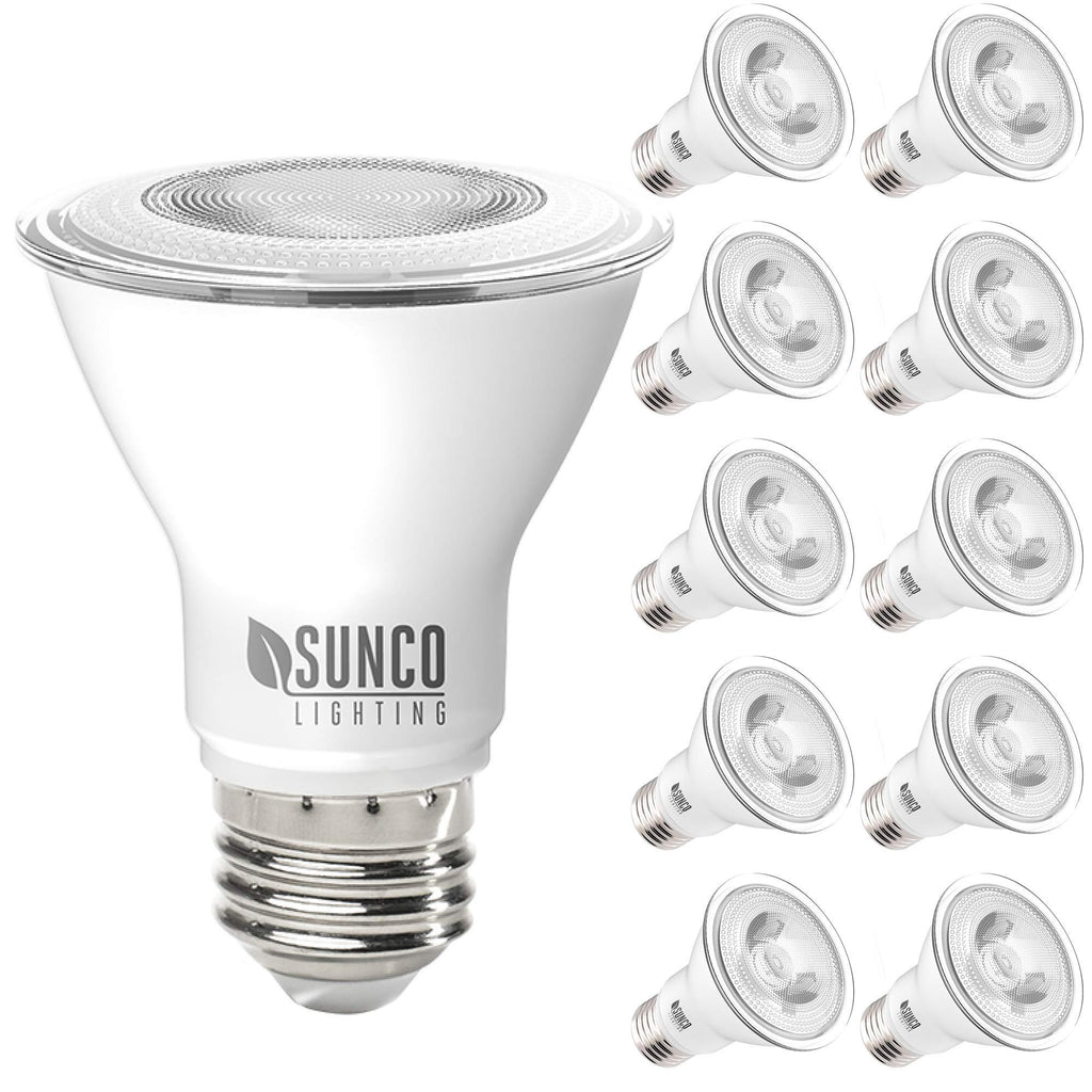 Sunco Lighting 10 Pack PAR20 LED Bulb, 7W=50W, Dimmable, 5000K Daylight, E26 Base, Indoor/Outdoor Spotlight, Waterproof - UL & Energy Star
