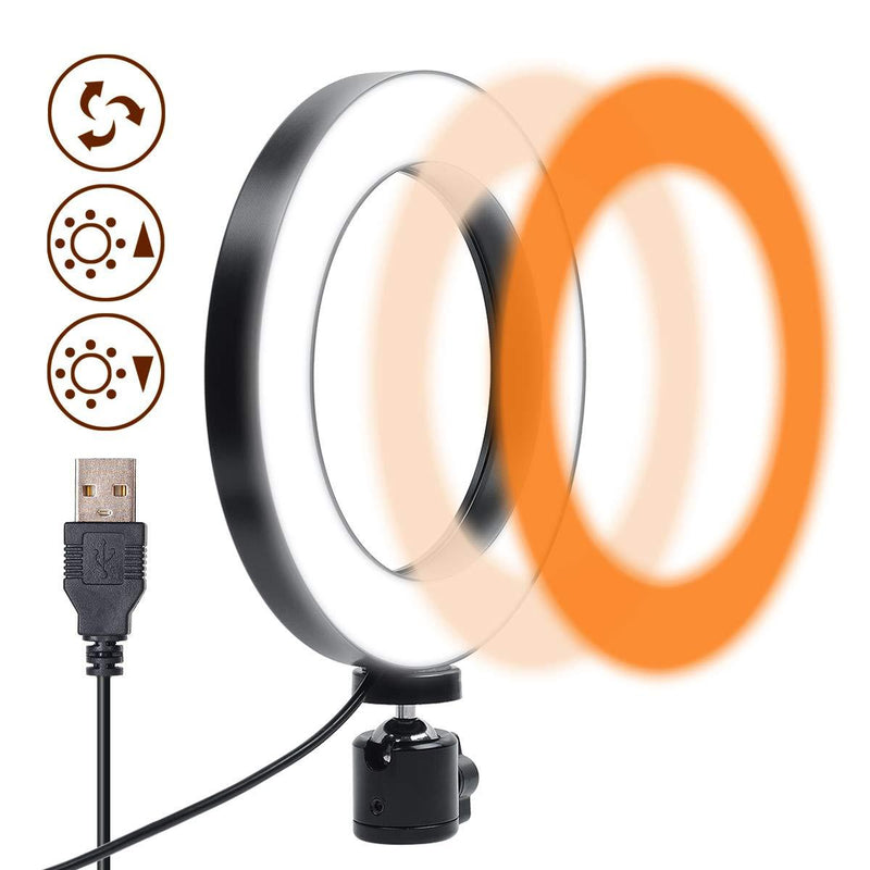 Selfie Ring Light 6.3" - 3 Color Mode & 10 Dimmable Brightness, Small LED Laptop Lighting for Video Conferencing, Live Stream, Tiktok, Zoom Call, Webacam, Remote Working (Compatible with Most Tripod)