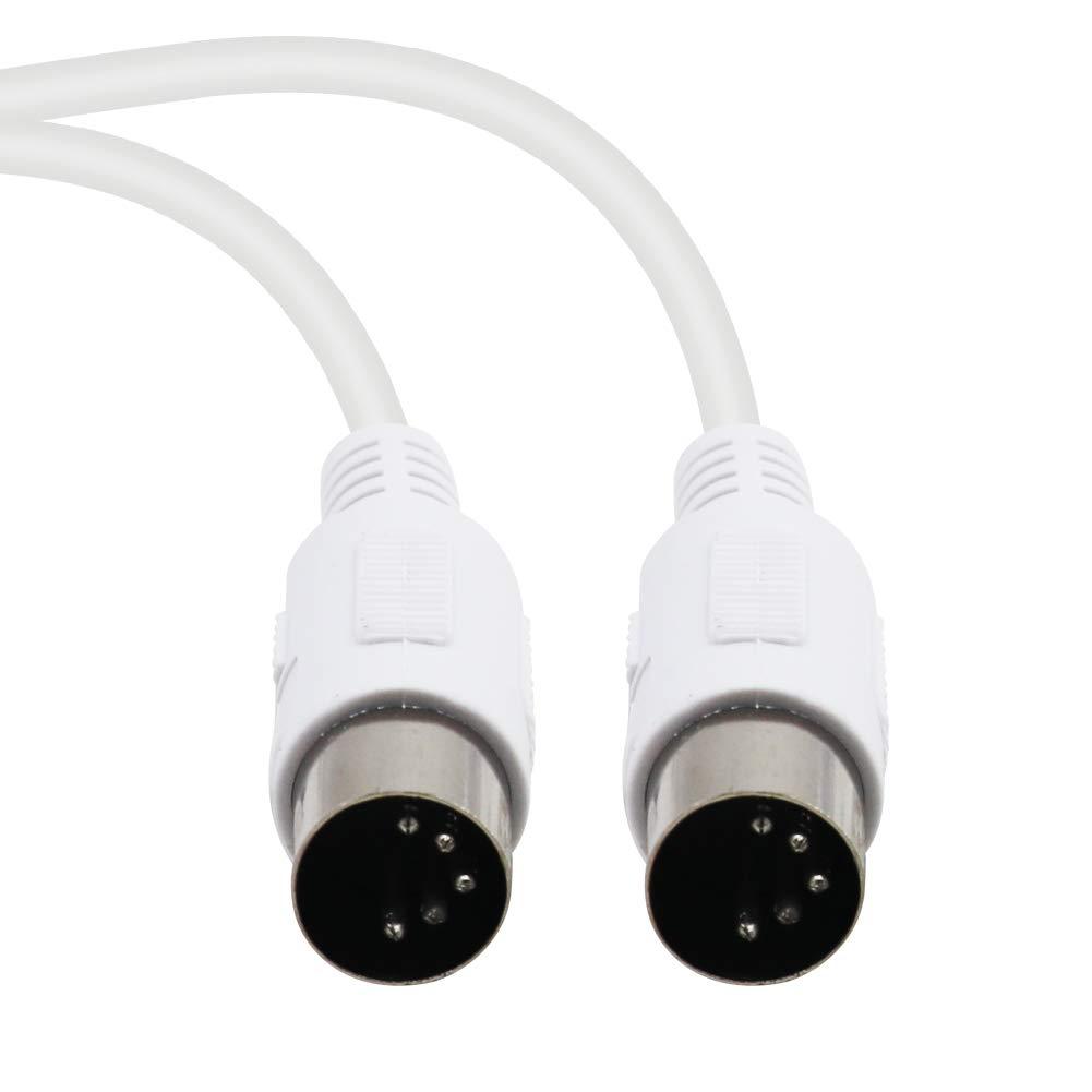 [AUSTRALIA] - Yeung Qee MIDI Cable 5 Pin DIN Male to DIN Male Connector Cable Plug Wire Cord (White,5ft) white,5ft 