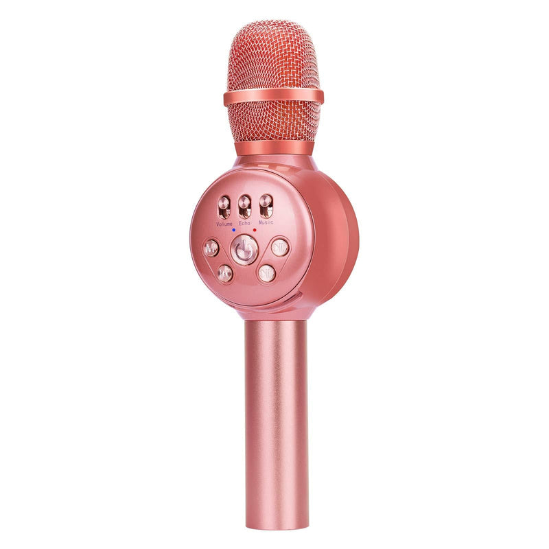 [AUSTRALIA] - BONAOK Wireless Bluetooth Karaoke Microphone with Dynamic LED Light, Portable Handheld Magic Sound Karaoke Mic Home Party Birthday for iPhone/Android/iPad/PC/Sony(Rose Gold) Rose Gold 