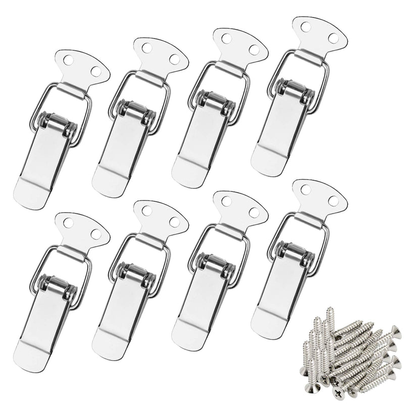 8Pcs Stainless Steel Spring Loaded Toggle with 32Pcs Mounting Screws, AUHOKY Premium Latch Catch Hasps Clamp Clip for Case Box Chest Trunk(72mm Overall Length)