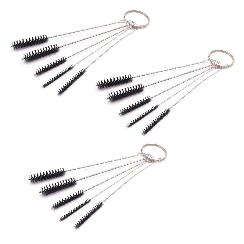 Antrader 15Pcs 4 Inch Nylon Tube Brushes Set Straw Straw Brush Kit Carb Carburetor Cleaner Small Wire Brush Cleaning Brushes Clean Tools Black 5Pcs/Set Black