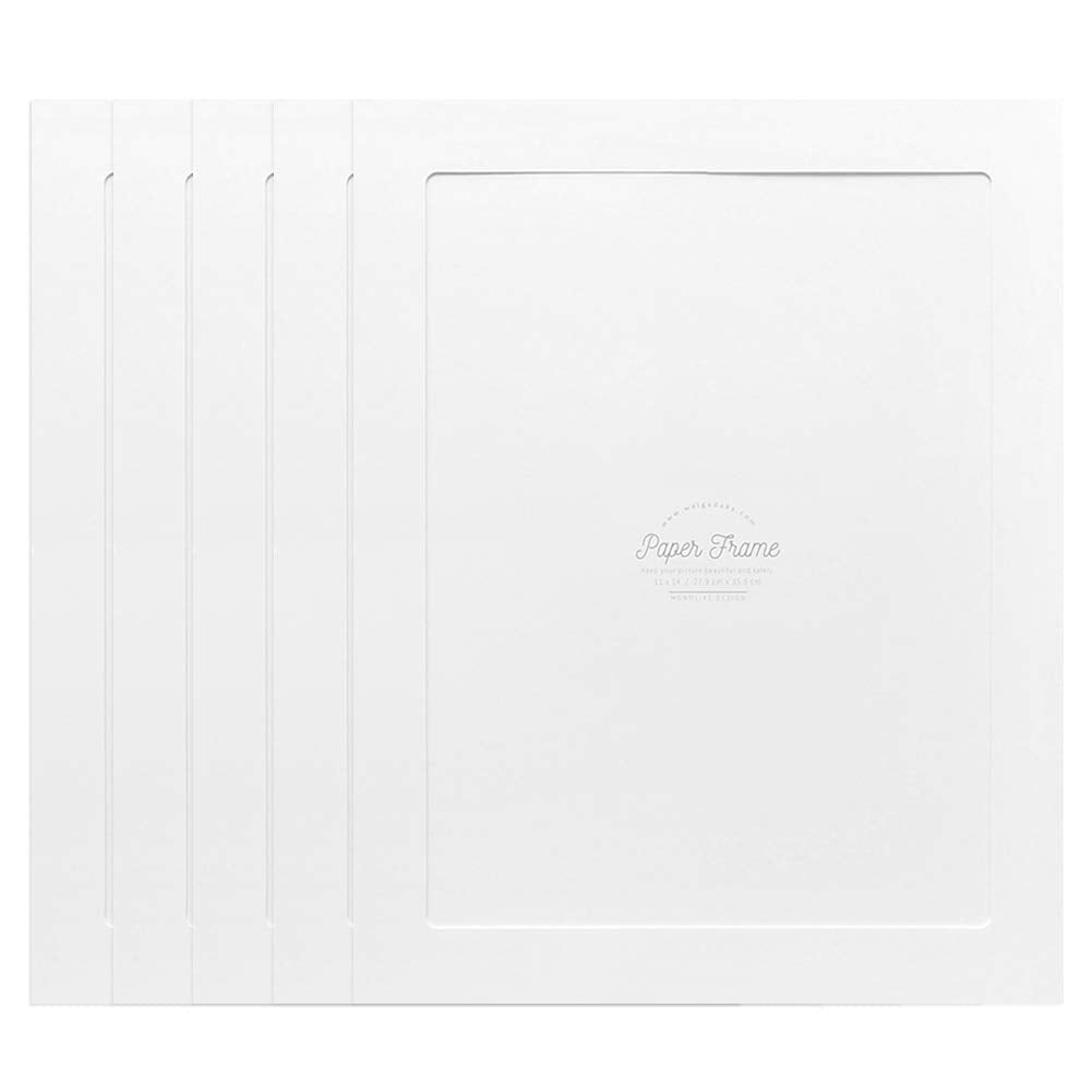 Monolike Paper Photo Frames 11x14 Inch White 5 Pack - Fits 11"x14" Pictures 11x14 White 5p