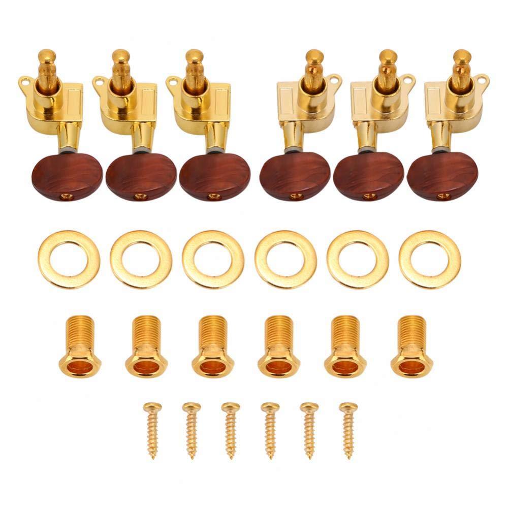 Vbestlife Guitar Tuning Pegs Tuners Machine Heads -Tuning Pegs Locking Tuners Machine Heads for Acoustic Electric Guitar, Acoustic Guitar Machine Heads Knobs Guitar String Tuning Peg Tuner (3L + 3R) Gold