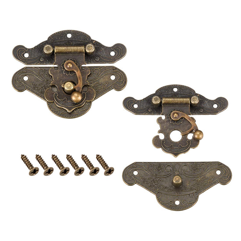 [AUSTRALIA] - uxcell 2 Sets Wood Case Chest Box Rectangle Clasp Closure Hasp Latches Bronze Tone 82 x 65mm 
