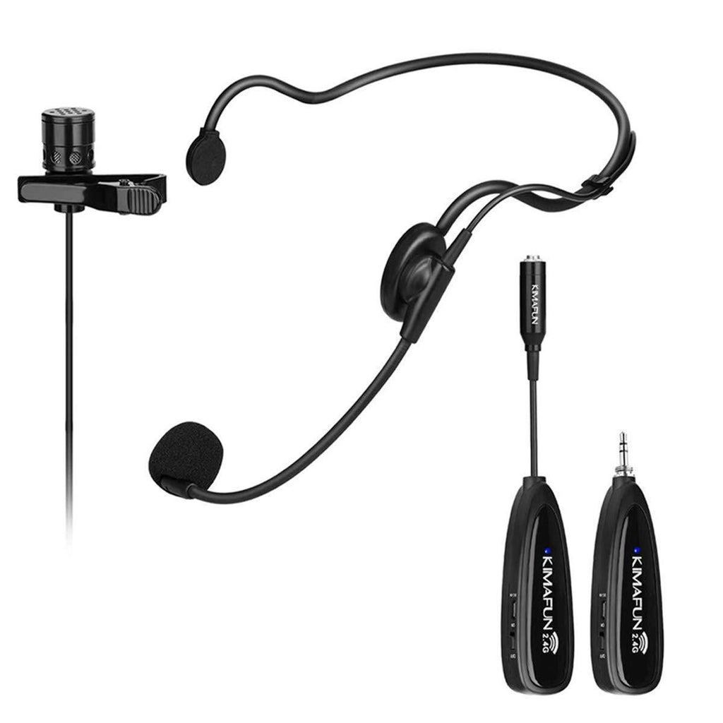 [AUSTRALIA] - Wireless Microphone System,KIMAFUN 2.4G Wireless Microphone Transmitter/Receiver Set with Headset /Lavalier Lapel Mics, Ideal for Teaching, Weddings,Presentations,School Play,G102 