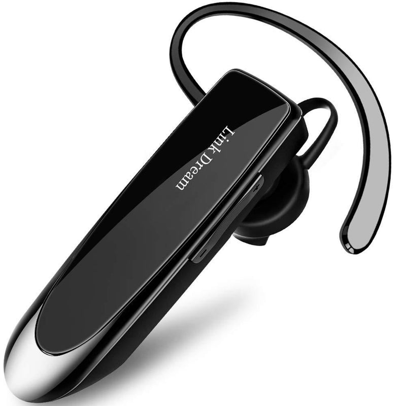 Link Dream Bluetooth Earpiece for Cell Phones Wireless V5.0 Hands Free Headset Noise Canceling Mic 24Hrs Talking 1440Hrs Standby Compatible with Mobile Phone Tablet Laptop for Work from Home Driver BLACK