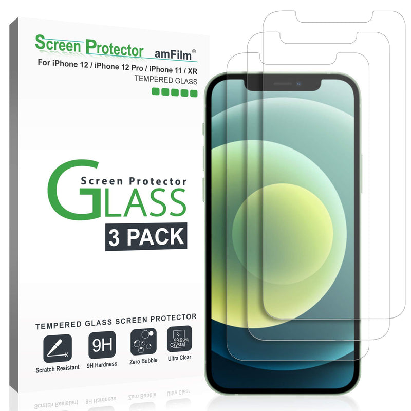 amFilm Screen Protector Glass for iPhone 11 / iPhone XR (6.1" display) (3 Pack) With Easy Installation Tray