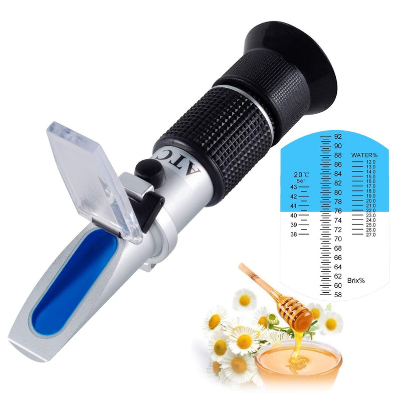 Honey Refractometer with ATC - Tiaoyeer Refractometer for Honey Moisture, Brix and Baume, 58-90% Brix Scale Range Honey Moisture Tester (Honey Refractometer) Honey Refractometer