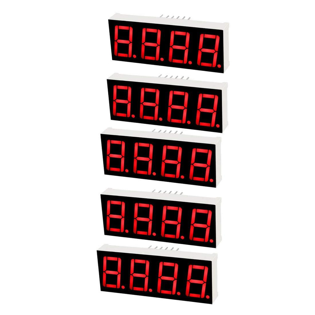 uxcell Common Cathode 12Pin 4 Bit 7 Segment 1.98 x 0.75 x 0.31 Inch 0.55" Red LED Display Digital Tube 5pcs