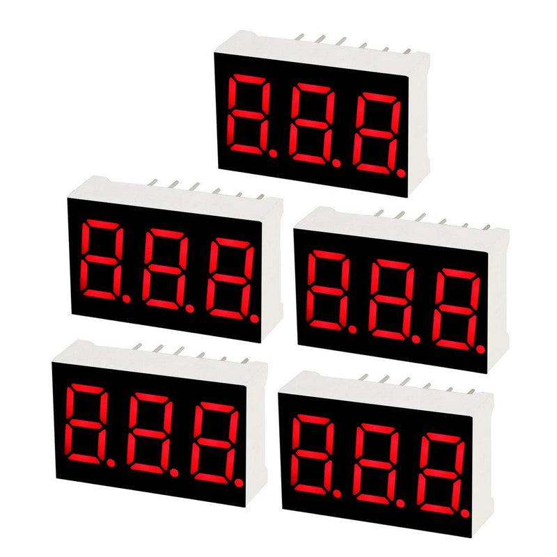 uxcell Common Cathode 11 Pin 3 Bit 7 Segment 0.89 x 0.55 x 0.28 Inch 0.35" Red LED Display Digital Tube 5pcs