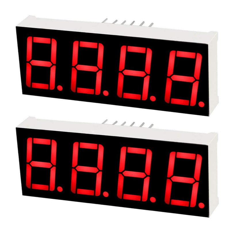 uxcell Common Anode 12Pin 4 Bit 7 Segment 1.98 x 0.75 x 0.31 Inch 0.55" Red LED Display Digital Tube 2pcs