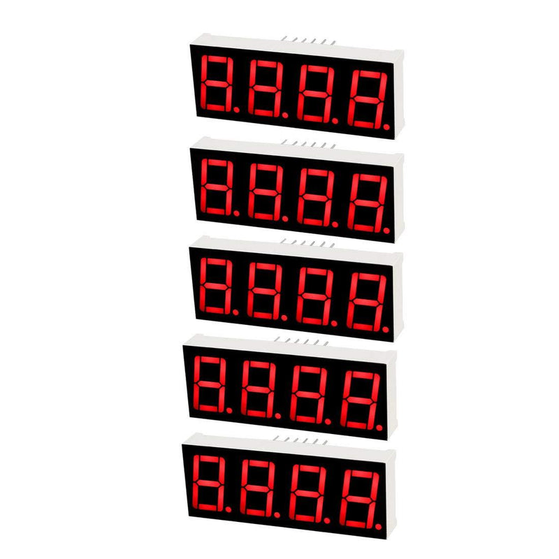 uxcell Common Anode 12Pin 4 Bit 7 Segment 1.98 x 0.75 x 0.31 Inch 0.55" Red LED Display Digital Tube 5pcs