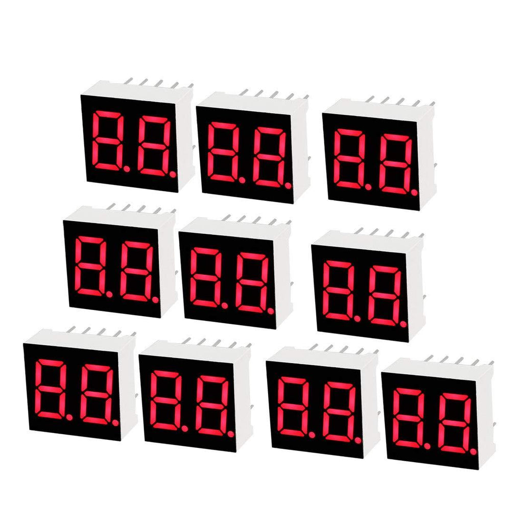 uxcell Common Anode 10 Pin 2 Bit 7 Segment 0.59 x 0.55 x 0.28 Inch 0.35" Red LED Display Digital Tube 10pcs