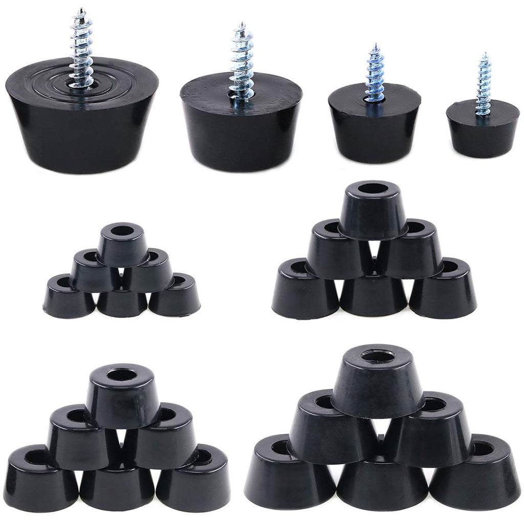 Hilitchi 40-Pcs Round Black Rubber Feet Bumpers Pads with Matching Screws with Built in Stainless Steel Washer for Cutting Board Amps Cabinet Desk Tables Couches (Assortment Kit) Assortment Kit
