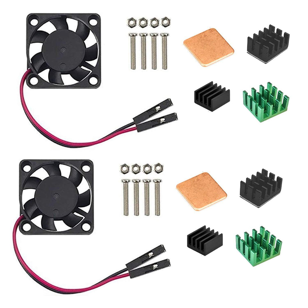 Easycargo Raspberry Pi Heatsink Fan Kit for Cooling Cooler Raspberry Pi 4 B, 3, Pi 2, Pi Model B+ (Green 2 Set) Green 2 Set