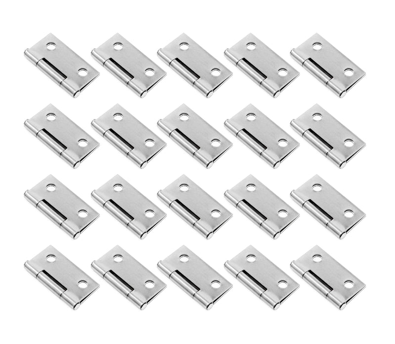 Mcredy 20pcs 1.5-Inch 304 Stainless Steel Square Corner Furniture Cabinet Door Folding Butt Hinge 20pcs,1.5"X1.2"